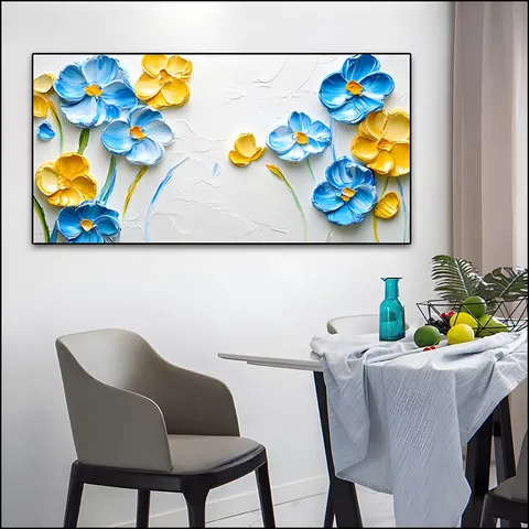 繁花 单幅 装饰画 奶油风 卧室背景墙挂画 手绘油画