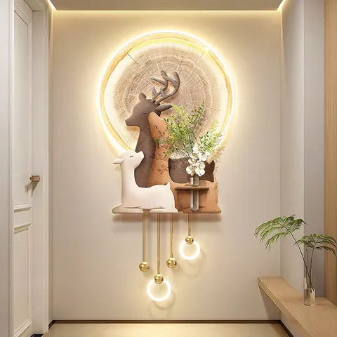 动物 单幅 装饰画 奶油风 玄关背景墙挂画 LED带灯画