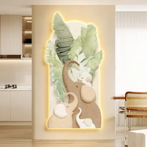 动物 单幅 装饰画 奶油风 玄关背景墙挂画 LED带灯画
