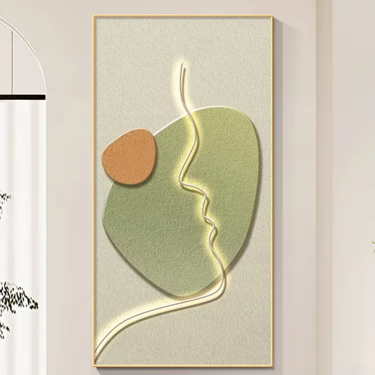 抽象 单幅 装饰画 奶油风 玄关背景墙挂画 霓虹灯画