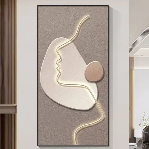 抽象 单幅 装饰画 奶油风 玄关背景墙挂画 霓虹灯画