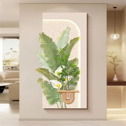 抽象 单幅 装饰画 奶油风 玄关背景墙挂画 LED带灯画
