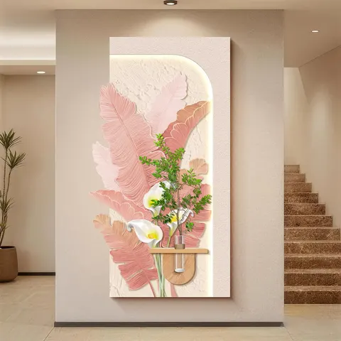 抽象 单幅 装饰画 奶油风 玄关背景墙挂画 LED带灯画