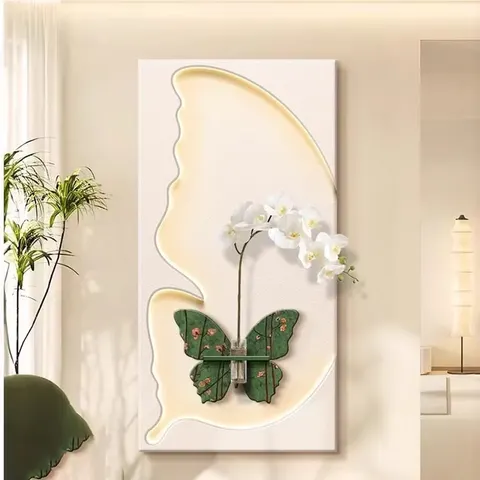 植物 单幅 装饰画 奶油风 客厅背景墙挂画 砂岩浮雕