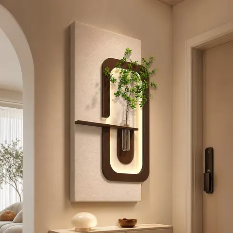 植物 单幅 装饰画 奶油风 客厅背景墙挂画 LED带灯画