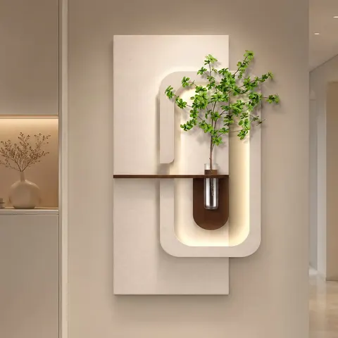 植物 单幅 装饰画 奶油风 客厅背景墙挂画 LED带灯画