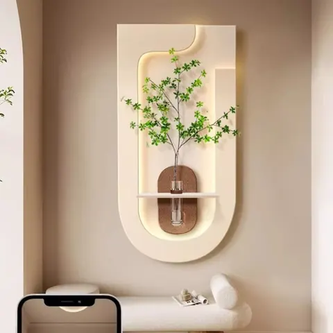 植物 单幅 装饰画 奶油风 客厅背景墙挂画 LED带灯画