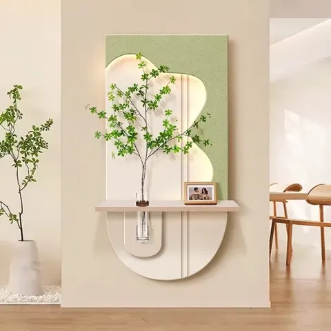 植物 单幅 装饰画 奶油风 客厅背景墙挂画 LED带灯画