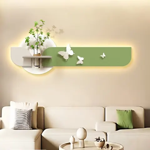 植物 单幅 装饰画 奶油风 客厅背景墙挂画 LED带灯画