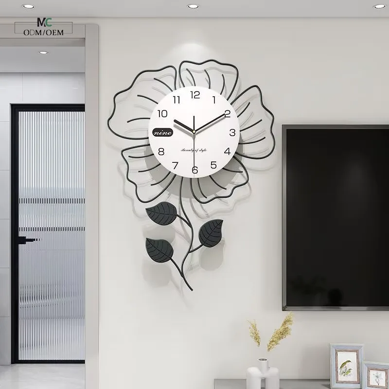 繁花 单幅 装饰画 现代简约 客厅背景墙挂画 挂钟