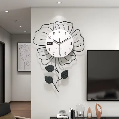 繁花 单幅 装饰画 现代简约 客厅背景墙挂画 挂钟