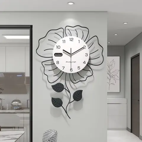 繁花 单幅 装饰画 现代简约 客厅背景墙挂画 挂钟