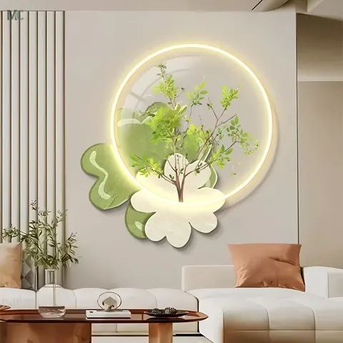 植物 单幅 装饰画 现代简约 客厅背景墙挂画 LED带灯画