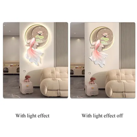 锦鲤 单幅 装饰画 轻奢风 客厅背景墙挂画 LED带灯画