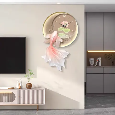 锦鲤 单幅 装饰画 轻奢风 客厅背景墙挂画 LED带灯画