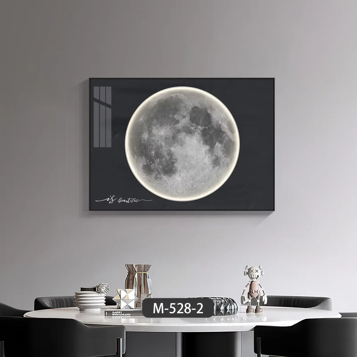 日月星辰 单幅 装饰画 轻奢风 餐厅背景墙挂画 晶瓷画