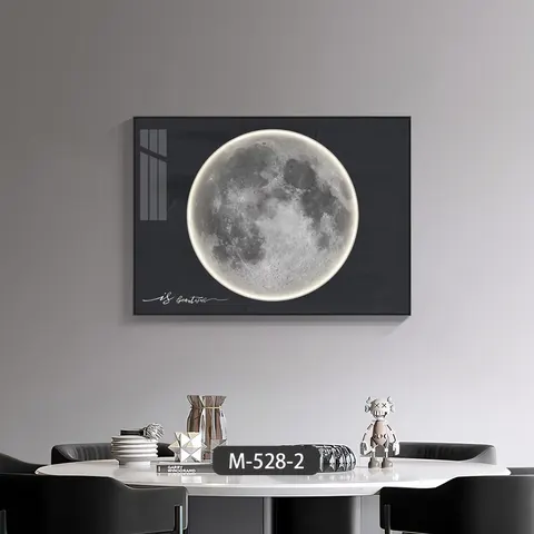 日月星辰 单幅 装饰画 轻奢风 餐厅背景墙挂画 晶瓷画