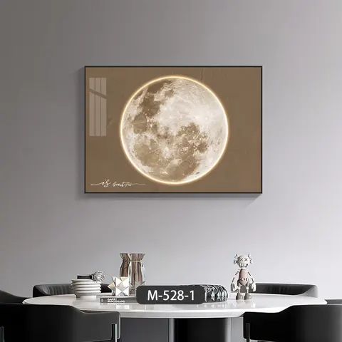 日月星辰 单幅 装饰画 轻奢风 餐厅背景墙挂画 晶瓷画