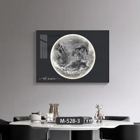 日月星辰 单幅 装饰画 轻奢风 餐厅背景墙挂画 晶瓷画