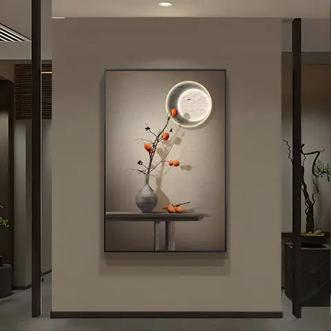 日月星辰 单幅 装饰画 北欧风 玄关背景墙挂画 晶瓷画