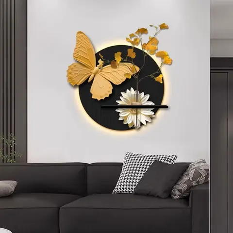 植物 单幅 装饰画 现代简约 餐厅背景墙挂画 LED带灯画