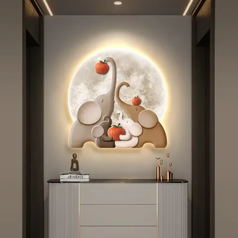 动物 单幅 装饰画 现代简约 玄关背景墙挂画 LED带灯画