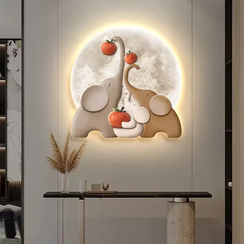 动物 单幅 装饰画 现代简约 玄关背景墙挂画 LED带灯画