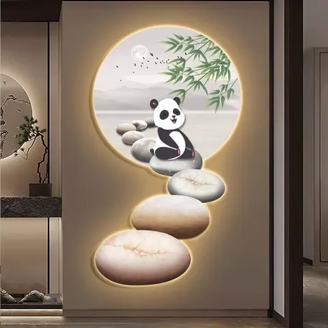 抽象 单幅 装饰画 轻奢风 玄关背景墙挂画 LED带灯画