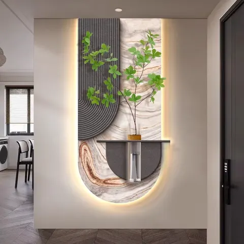 植物 单幅 装饰画 现代简约 客厅背景墙挂画 LED带灯画