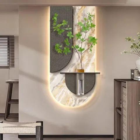 植物 单幅 装饰画 现代简约 客厅背景墙挂画 LED带灯画