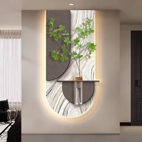植物 单幅 装饰画 现代简约 客厅背景墙挂画 LED带灯画