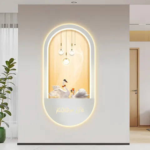 羽毛 单幅 装饰画 现代简约 玄关背景墙挂画 LED带灯画