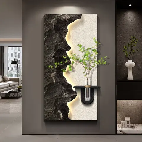 植物 单幅 装饰画 现代简约 玄关背景墙挂画 LED带灯画