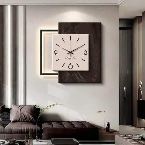 挂钟组合 单幅 装饰画 现代简约 客厅背景墙挂画 LED带灯画