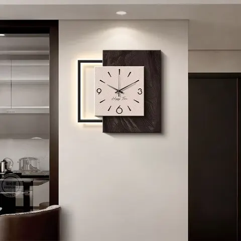 挂钟组合 单幅 装饰画 现代简约 客厅背景墙挂画 LED带灯画