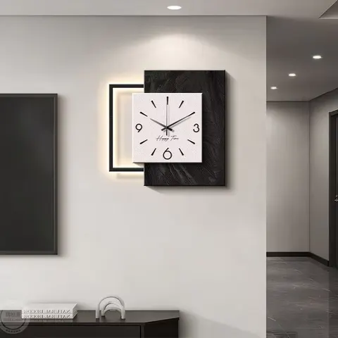 挂钟组合 单幅 装饰画 现代简约 客厅背景墙挂画 LED带灯画