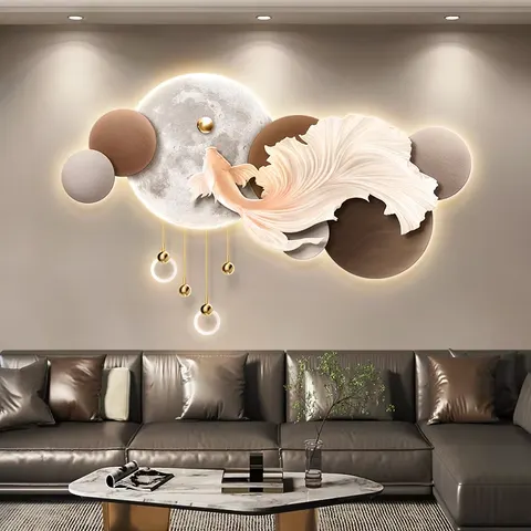 抽象 单幅 装饰画 现代简约 客厅背景墙挂画 LED带灯画