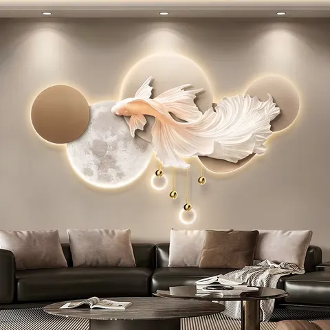 抽象 单幅 装饰画 现代简约 客厅背景墙挂画 LED带灯画