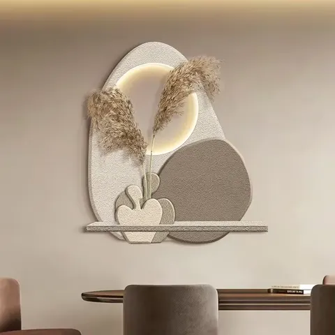 植物 单幅 装饰画 现代简约 餐厅背景墙挂画 LED带灯画