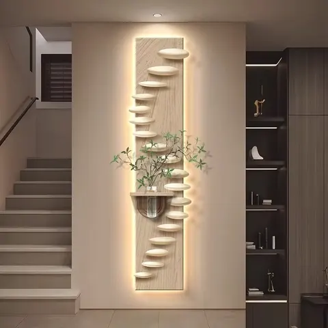 植物 单幅 装饰画 现代简约 玄关背景墙挂画 LED带灯画