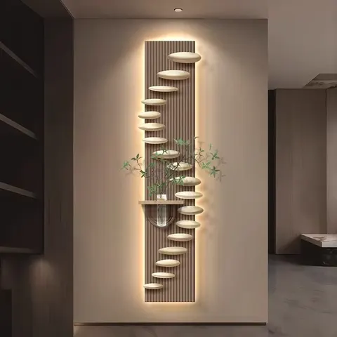 植物 单幅 装饰画 现代简约 玄关背景墙挂画 LED带灯画