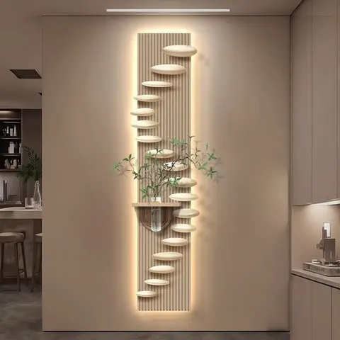 植物 单幅 装饰画 现代简约 玄关背景墙挂画 LED带灯画