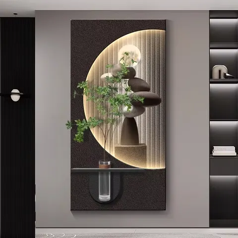 植物 单幅 装饰画 现代简约 客厅背景墙挂画 LED带灯画