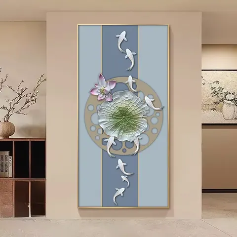 荷花 单幅 装饰画 现代简约 玄关背景墙挂画 LED带灯画