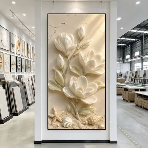 繁花 单幅 装饰画 轻奢风 玄关背景墙挂画 晶瓷画