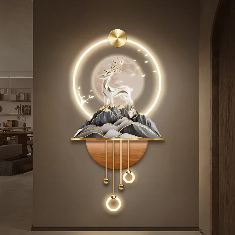 抽象 单幅 装饰画 轻奢风 客厅背景墙挂画 LED带灯画