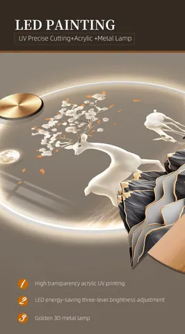 抽象 单幅 装饰画 轻奢风 客厅背景墙挂画 LED带灯画