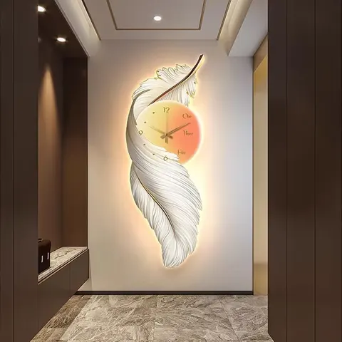 羽毛 单幅 装饰画 现代简约 客厅背景墙挂画 LED带灯画
