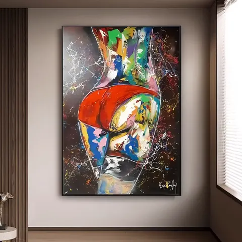 抽象 单幅 装饰画 现代简约 卧室背景墙挂画 手绘油画