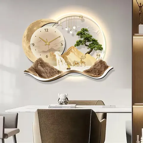 山水 单幅 装饰画 现代简约 客厅背景墙挂画 LED带灯画